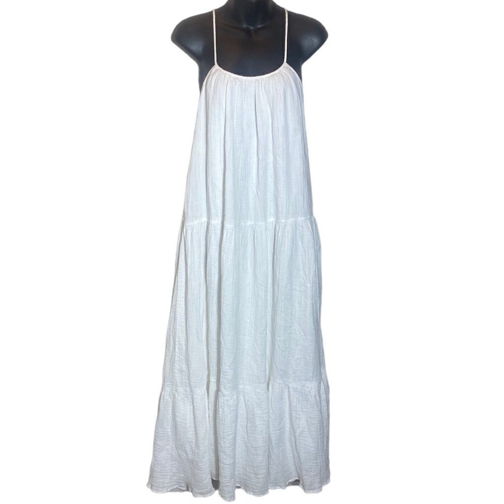 Anthropologie PILYQ water Lily Ramona dress white tiered maxi tank xs/s